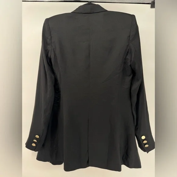 Massimo Dutti Womens Blazer Size 4 Black Double Breasted Career Office Jacket - Picture 10 of 12